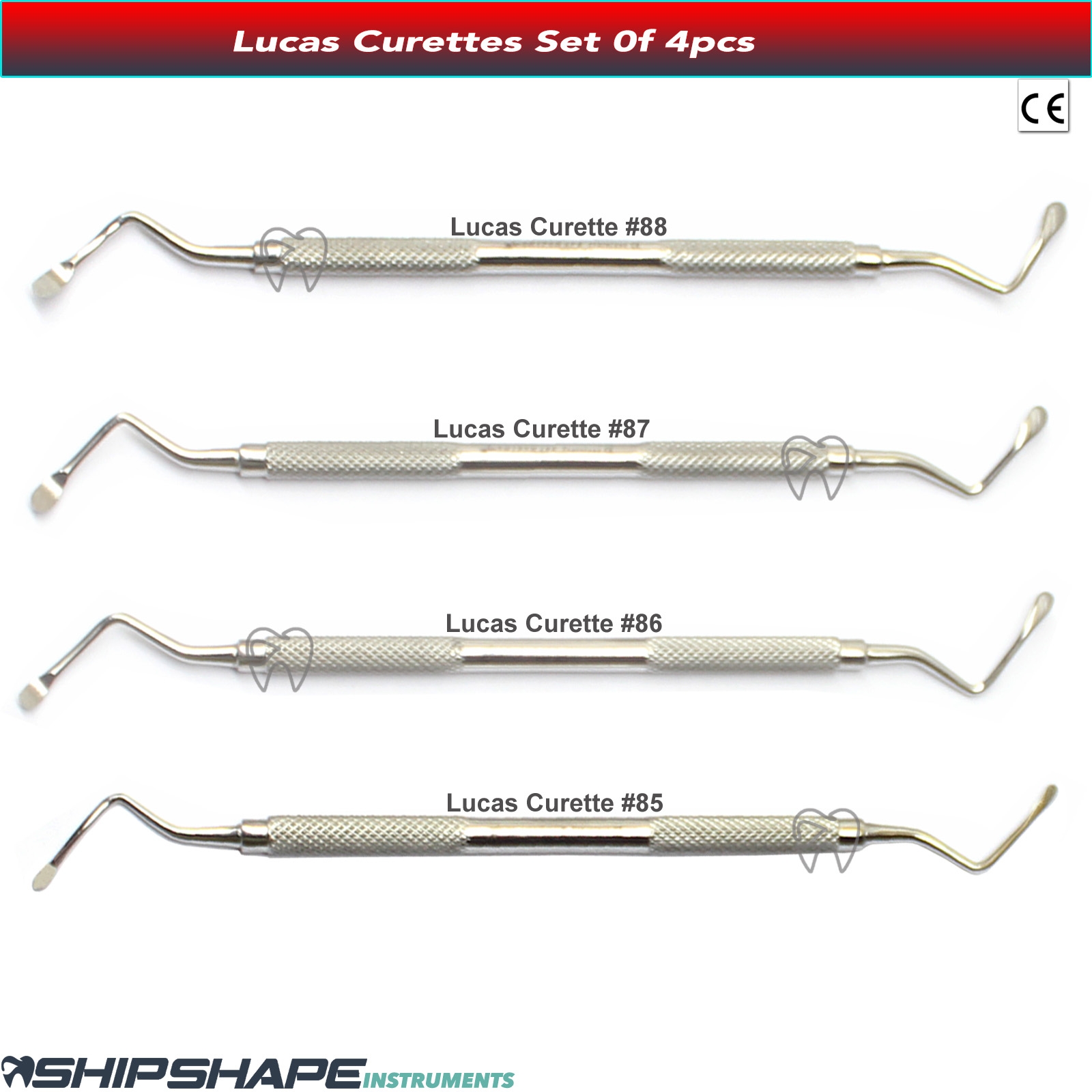 Lucas Curette Periodontal Bone Curettes Dental Surgical Instruments Fig no. #85, #86, #87, #88-0