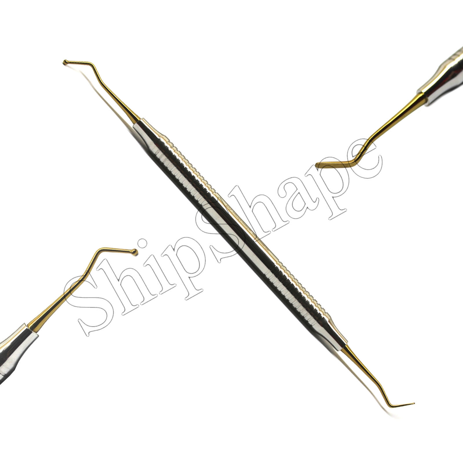 Dental Composite Filling Instruments Titanium Coated Gold Tips Double Ended Scalers - Set of 6-716