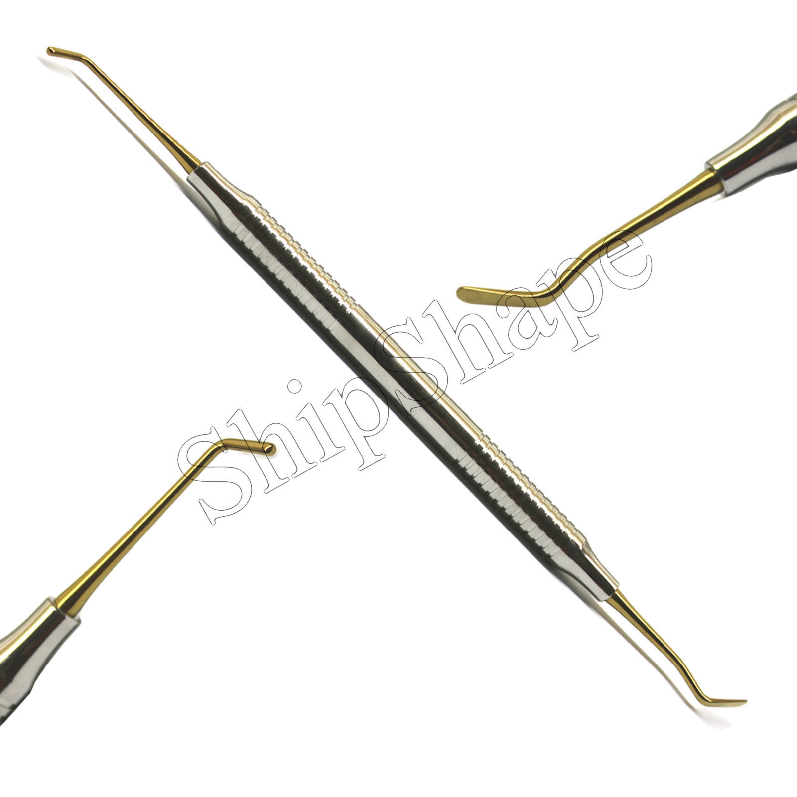 Dental Composite Filling Instruments Titanium Coated Gold Tips Double Ended Scalers - Set of 6-717