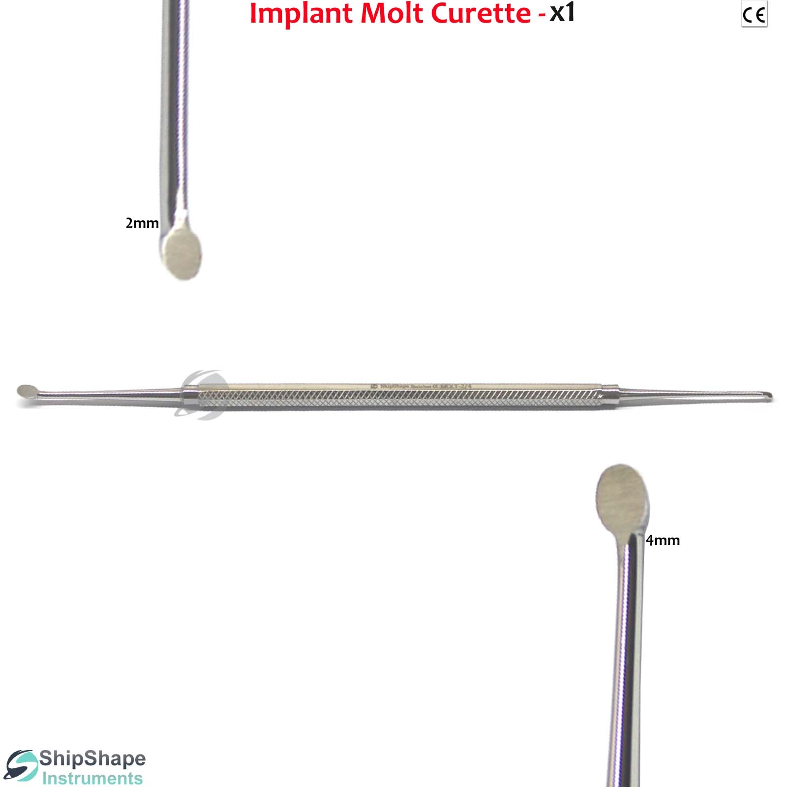 Dental Molt Curette 2/4 DENTISTRY Oral Surgery Surgical Instruments 8mm Handle-0