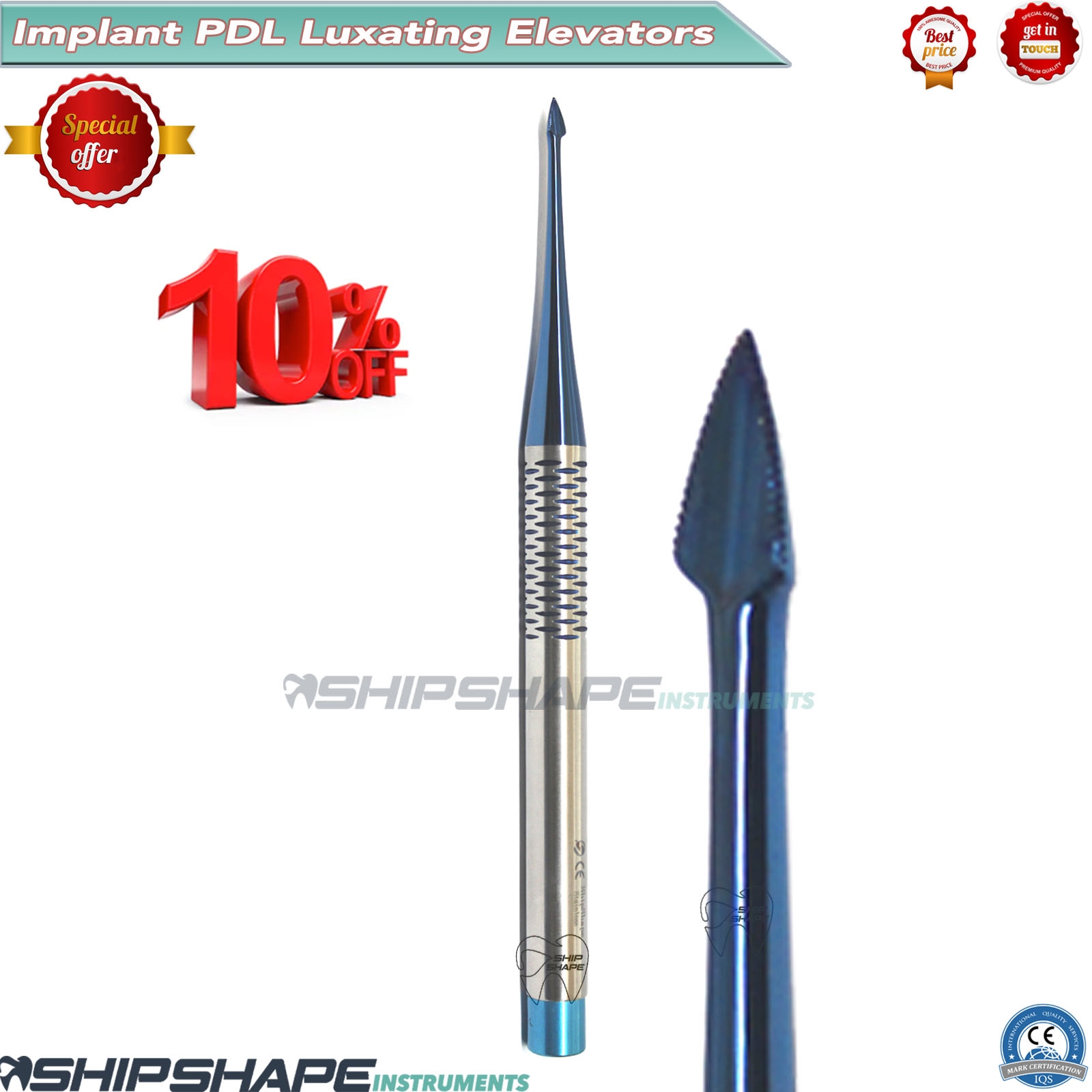PDL Luxating Root Elevators Dental Precise Periotomes Titanium Coated Tips Set of 7-1946