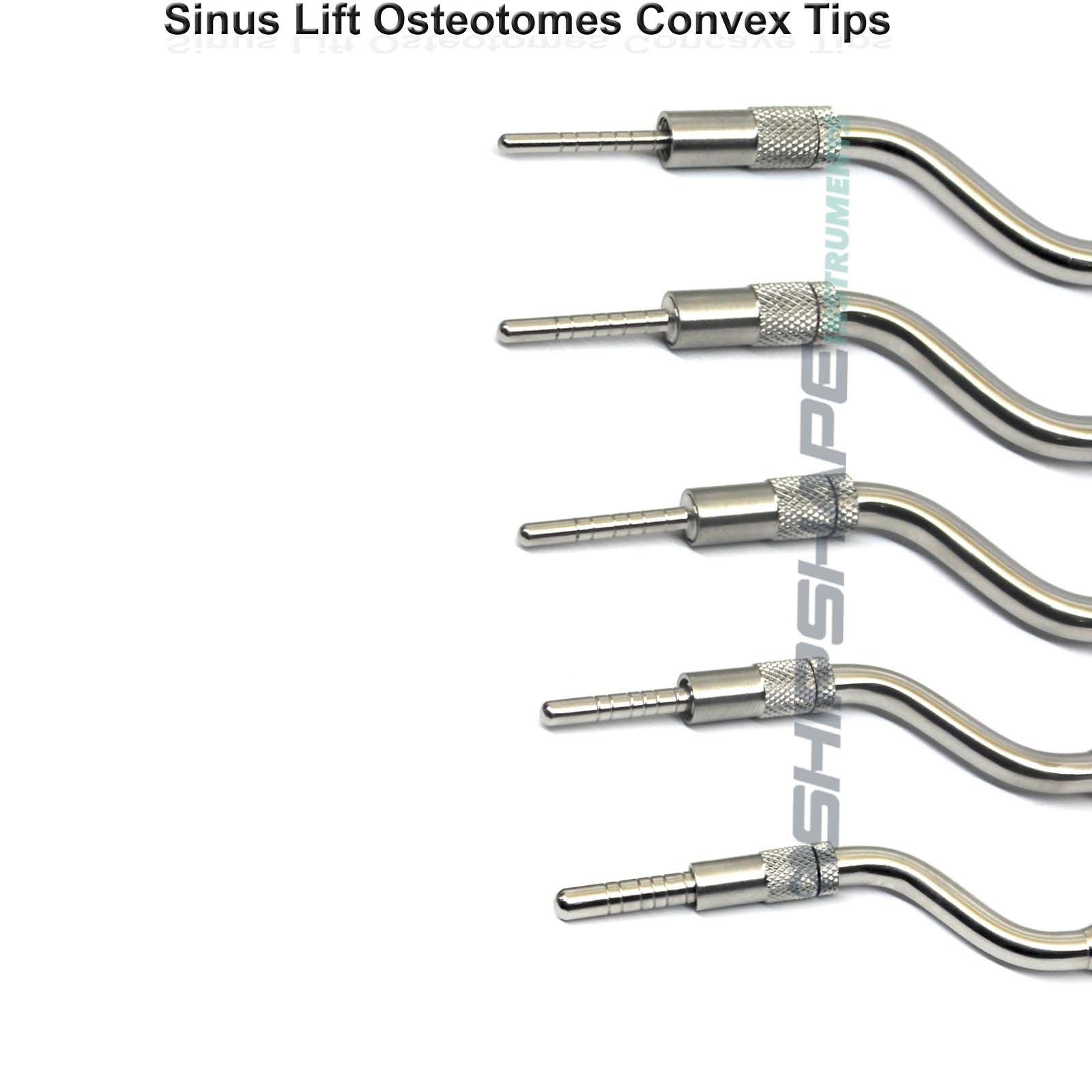 5 pcs Osteotomes Convex tip Angled Dental implant Instruments with Surgical Cassette-1346