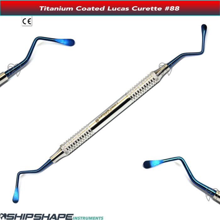 Lucas Curette 88 Double Ended Periodontal Surgical Curettes Titanium Blued Coated Tips-0