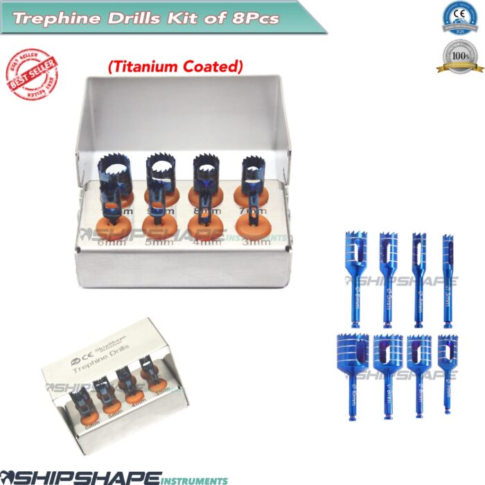Titanium Coated Dental Terphine Drills Punch Kit Dentist Implant Tissue Examination Lab Tools | Shipshape Implant-0